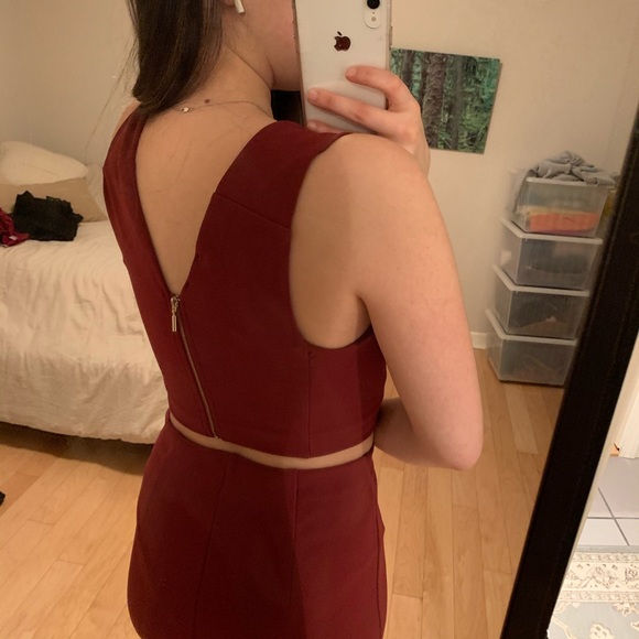 Two Piece Set Dress - Burgundy - S - Skirt/Top - Picture 2 of 8